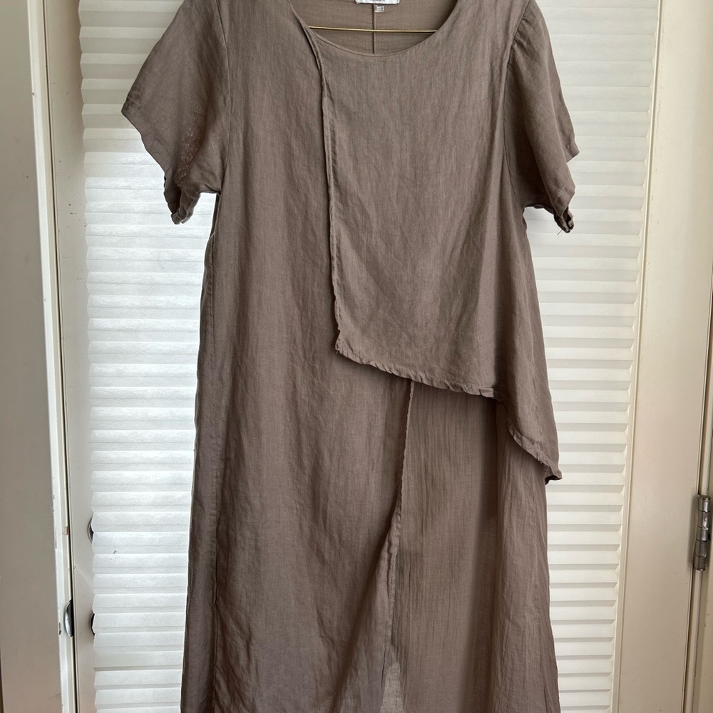 Chic Asymmetrical Tan Dress